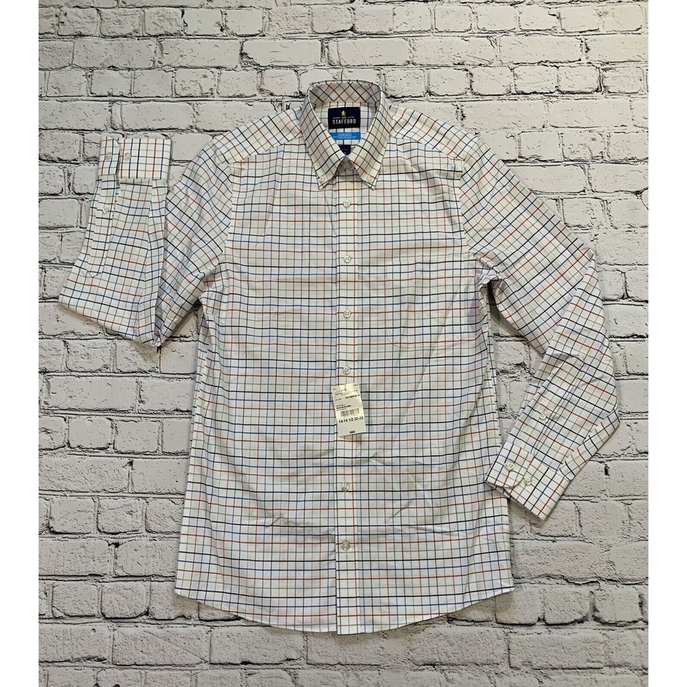 NWT STAFFORD COOLMAX DRESS SHIRT Slim Fit Size Small 14-14.5 32-33
